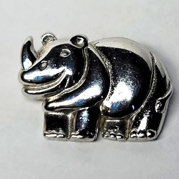 Rhinoceros Sterling Silver Charm Pendant - Picture 1 of 4